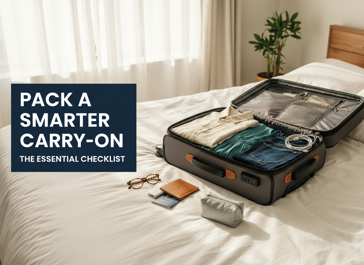 Pack a smarter carry-on: organized travel essentials for flying.