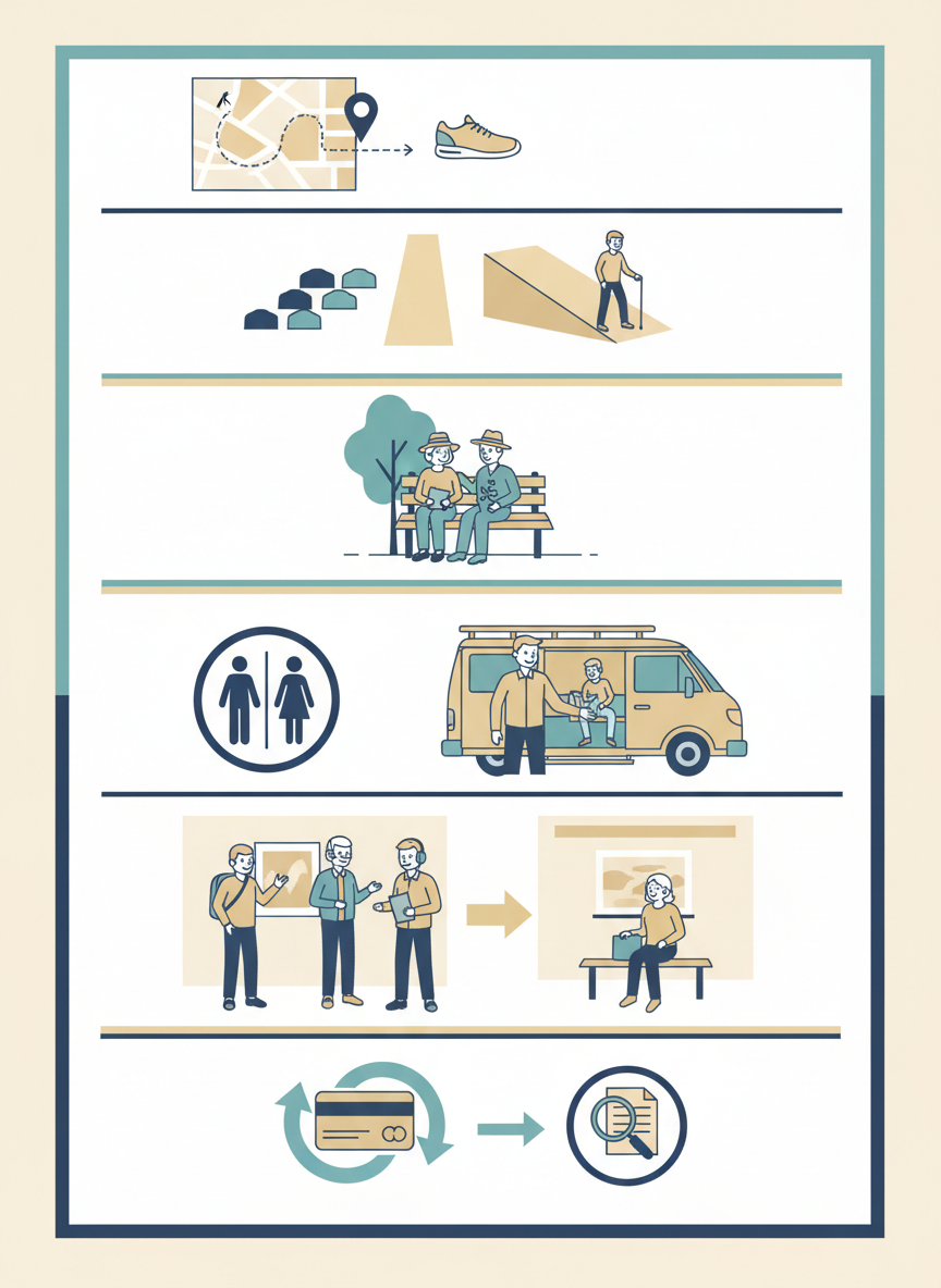 SEVEN QUESTIONS BEFORE A DAY TOUR. DISTANCE · TERRAIN · BREAKS · VEHICLE · GROUP · COST · EXIT.