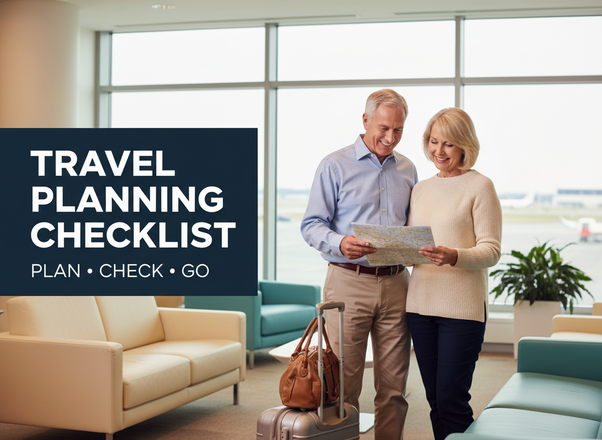 Travel planning checklist after 50: guide to organized departure preparation.